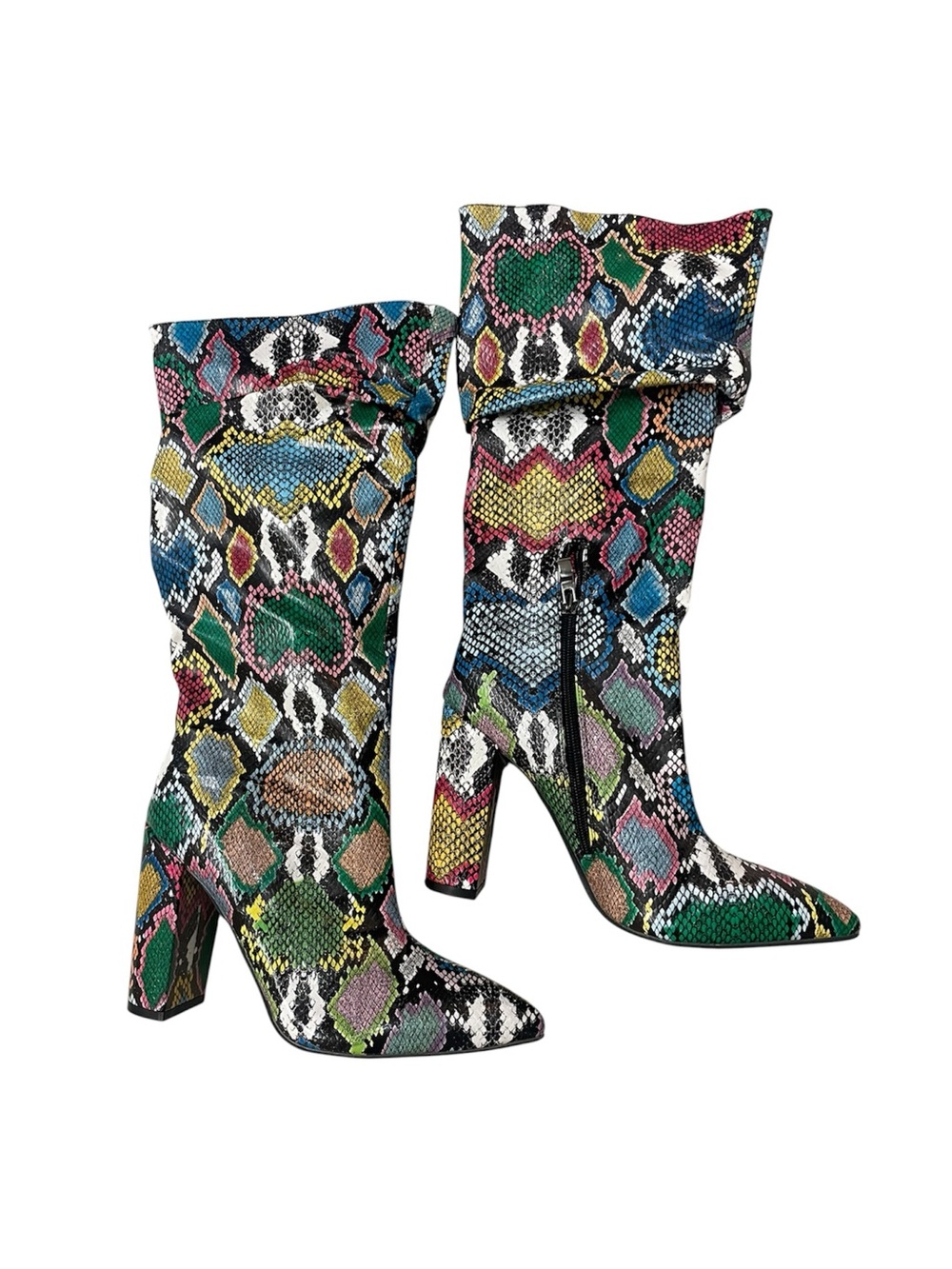 Trendy Retro Style Colorful Snakeskin Boots & Matching Purse Bundle - Picture 5 of 7